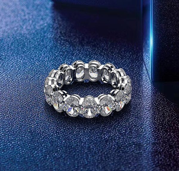

eternity oval cut moissanite diamond ring 100 original 925 sterling silver engagement wedding band rings for women jewelry gift y3775560, Golden;silver