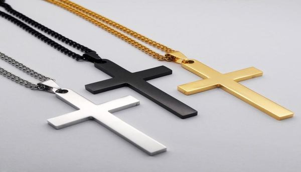 

pendant necklaces 2021 punk gothic cross necklace for women men hip hop stainless steel vintage trendy fashion neck chain collar3833963, Silver