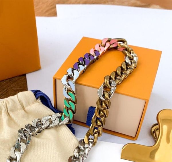 

necklace colorful silver stitching necklace all steel made of diamond multicolor chain necklaces for gift jewelry supply8635476