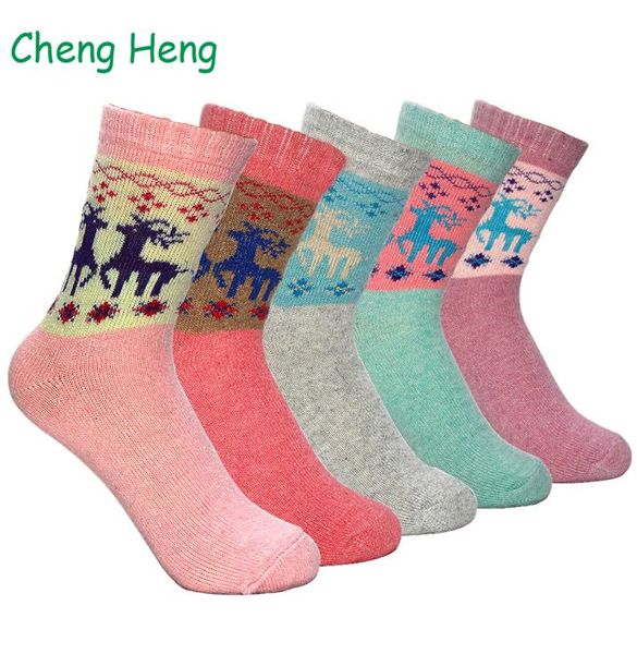 

fashion womens new wool socks spring winter thick warm christmas festival theme deers pattern sweet style soft meias sock5033567, Black;white