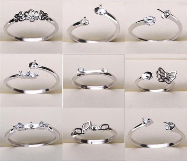 

pearl ring settings 925 sliver rings for women 20 styles mix diy rings adjustable size jewelry settings christmas gift statement j3334885, Slivery;crystal