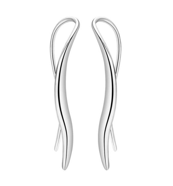 

temperament model earrings female fashion metal s curve design jewelry earrings for ladies simple 96243969115292, Silver