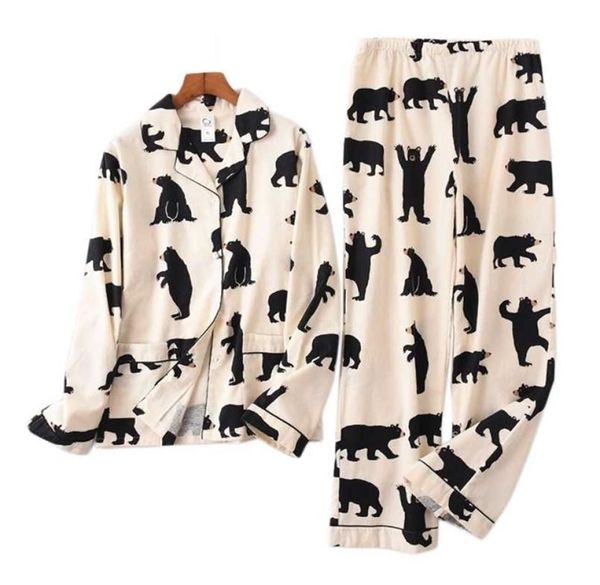 

cute white bear 100 brushed cotton women pajama sets autumn casual fashion sleepwear women homewear pijamas mujer 2110283315455, Black;red