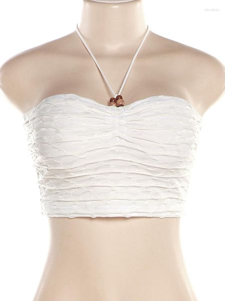

women's tanks sylcue 2023 summer solid color simple tight high elastic knitted cool street travel all-match neck vest, White