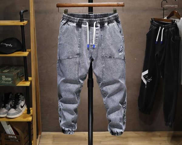 

men039s jeans 2023 summer solid cotton casual baggy men denim joggers streetwear harem trousers big size 6xl 7xl 8xl1900589, Blue