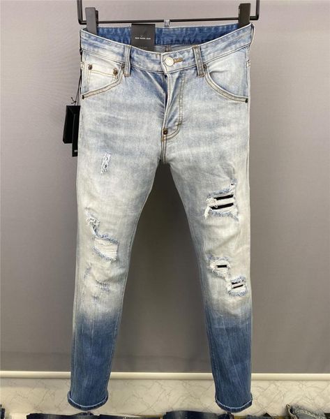 

italian fashion european and american men039s casual jeans highend washed hand polished quality optimized 98579885221, Blue