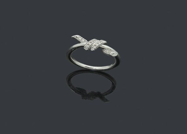 

designer ladies rope knot ring luxury ring with diamonds fashion ring classic jewelry 18k gold plated rose wedding whole adjus4397038, Silver