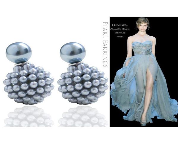 

stud earrings fashion round ear rings aros women double pearl clip on pearl earrings jewelry multicolor ear cartilage statement e2084619, Golden;silver