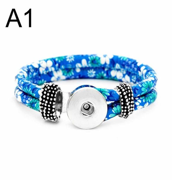 

whole national style 281 pu leather handmade 18mm snap button bracelet interchangeable charm jewelry for women gift4549754, Golden;silver