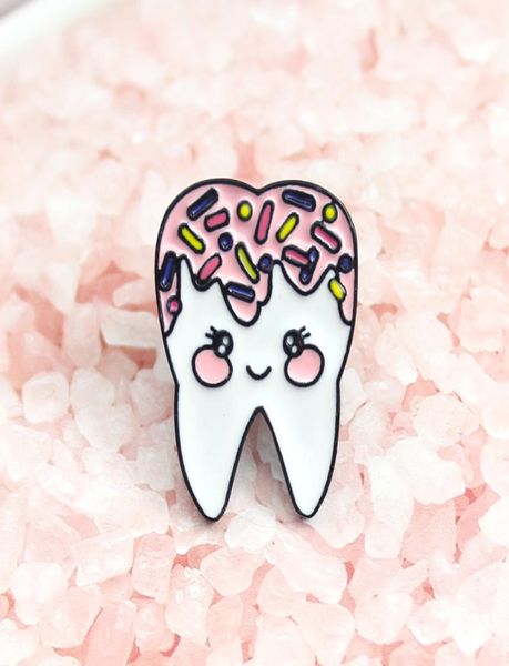 

teeth cute colored sugar enamel personality creative brooch cartoon special tide new lapels denim badge pins2015143, Gray