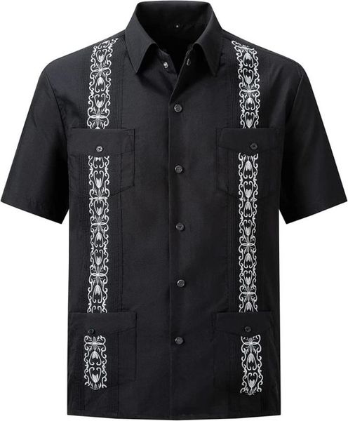 

mens snap shirts casual guayabera shirts short sleeve01236878633, White;black