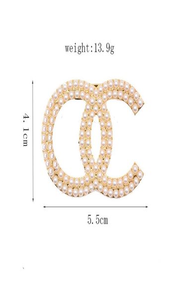 

classic brand luxury desinger pearl brooch famous womens rhinestone double letter brooches suit pin fashion jewelry clothing decor6728482, Gray