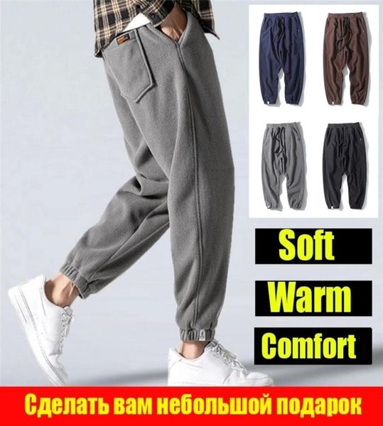 

casual men harem pants elastic waist autumn winter new trendy fleece sweatpants warm loose comfort male jogging sport trousers f129949706, Black