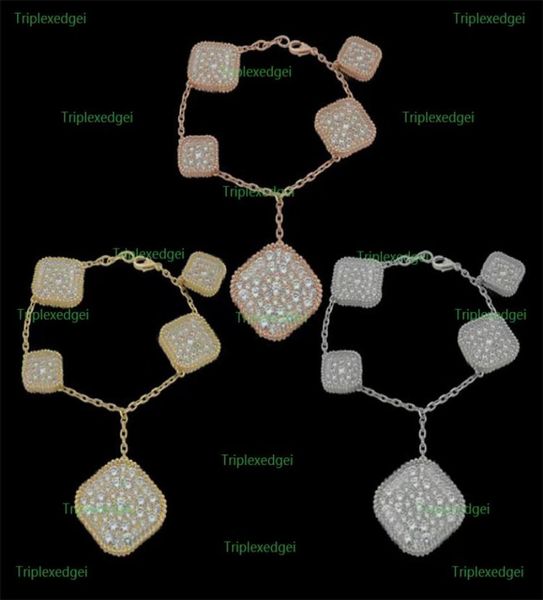 

new luxury full diamond irregular fiveflower charm bracelet brand classic designer fourleaf clover bracelet fashion women039s7935830, Golden;silver