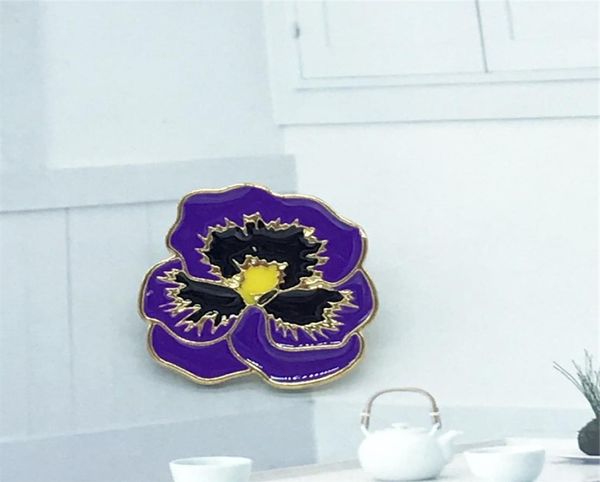 

purple flower personality creative pretty ornament special cartoon enamel lapels denim suit small plant beautiful pins1048245, Gray