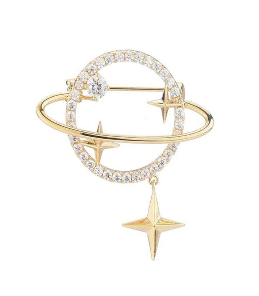

new fashion men women brooch pins yellow gold plated bling cz space star brooches pins for party wedding nice gift8385114, Gray