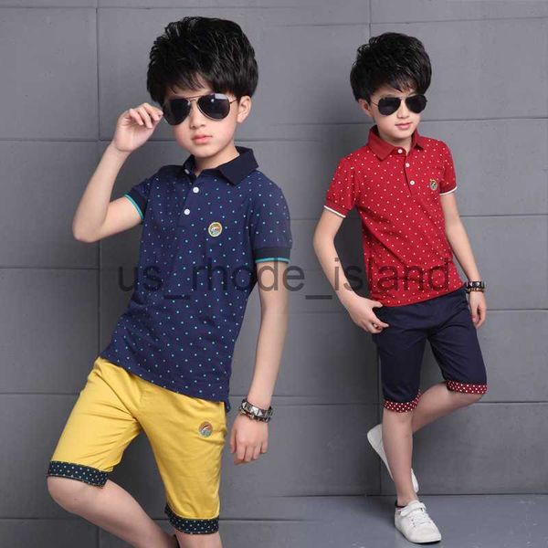 

clothing sets toddler boy summer clothes 2019 children dots shirt + shorts outfit kid suits 2 pieces x0802 x0712, White