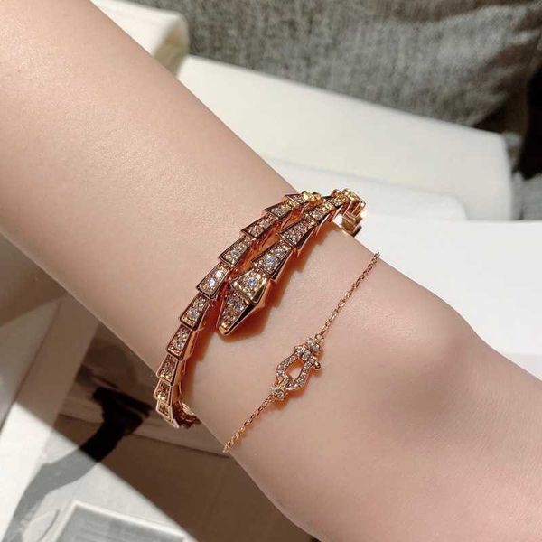 

netizen light luxury full of diamond bone temperament high grade spring niche design snake head open bracelet female, Golden;silver