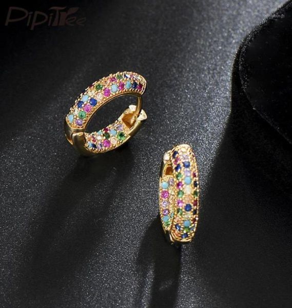 

hoop huggie pipitree ladies loop earrings round circle multicolor cubic zirconia crystal women gold jewelry for wedding party14842329, Golden;silver