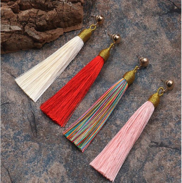 

bohemia handmade long tassel earrings designer stud earring dangle fringe charm pendant eardrop women beach wedding party jewelry 3657741, Silver