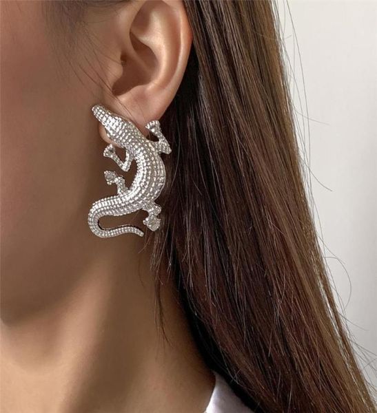 

stud cosysail punk exaggeration crocodile earrings for female y2k 2021 trendy alloy ear party jewelry gift6931786, Golden;silver