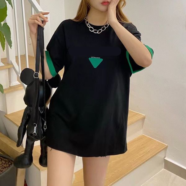 

men's clothing, women's style inlaid triangle letters, chest shirt, luxurious designer street pattern, loose oversized t-shirt, tr, White;black