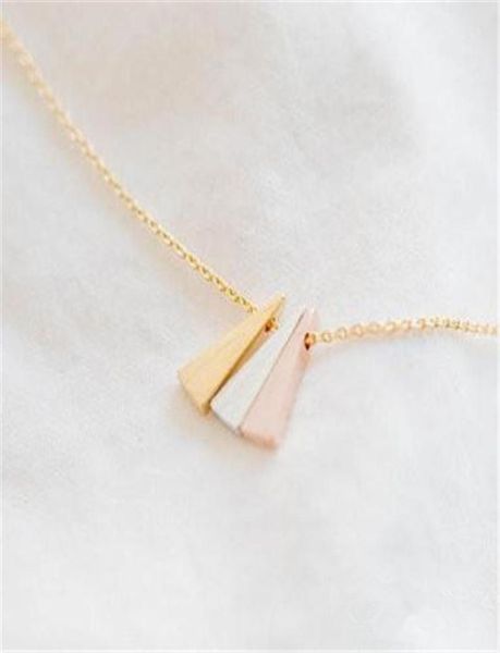 

fashion triangle necklace pendants gold silver plated necklace for women gift whole4222009