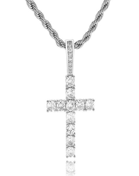 

luxury designer 925 sterling silver solid back cross pendant necklace iced out cz men women hypoallergenic jewelry5286882
