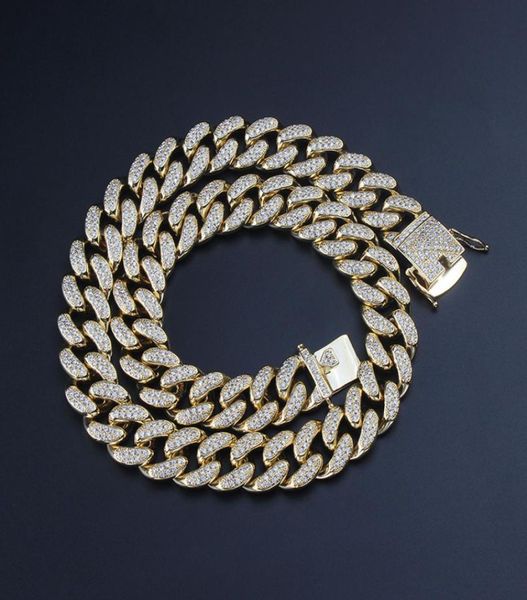 

iced out cuban link chain hip hop jewelry mens luxury designer diamond necklace bling statement rapper gold silver fashion men acc6546844