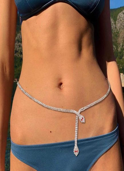 

summer beach rhinestone bikini belly belt waist chain body jewelry for girl luxury crystal charm body chain waistband p08115726574, Silver