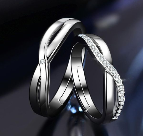 

2022 classic personality plated silver adjustable couple rings 1pair 2pcs men women promise engagement finger jewelry valentine09097497