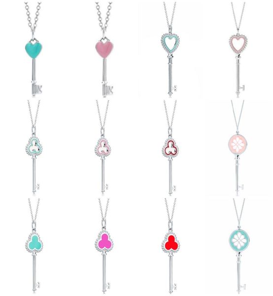 

original tif 925 sterling silver love key multicolor optional personality fashion vibrant girl woman jewelry necklace pendant5319605