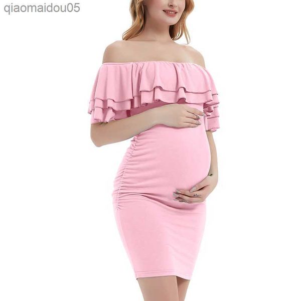 

maternity dresses summer p shoot off shoulder ruffles baby shower dress clothes for pregnant women l230712, White