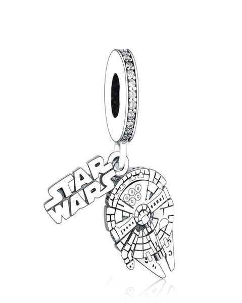 

new authentic 925 sterling silver classic scifi star with wars dangle charm pendant beads fit european women bracelet bangle diy 1539309, Black