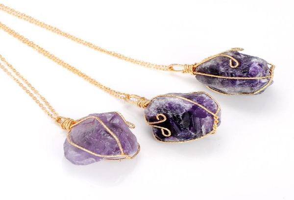 

wine wrap irregular natural gemstone necklace gold chain binding stone pendant necklaces women fashion jewelry gift will and sandy7995146, Silver