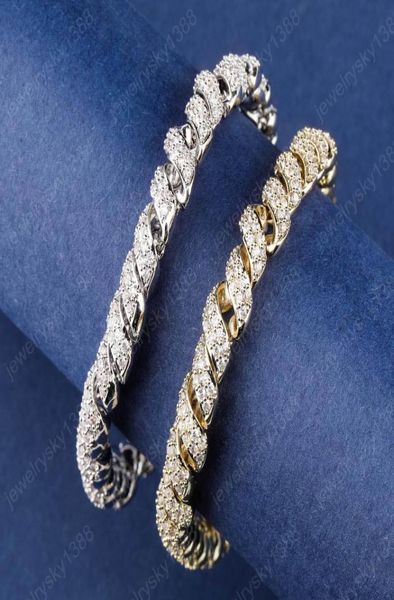 

hip hop rect cuban link chain iced out bracelet cz gold rhodium plating diamond cuban chain1529755, Black