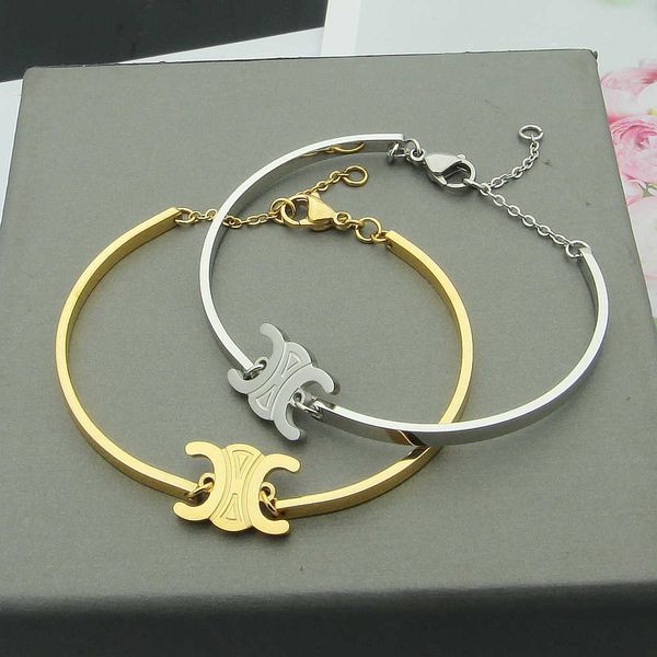 

titanium steel jewelry triumphal arch women's versatile simple bracelet, Golden;silver