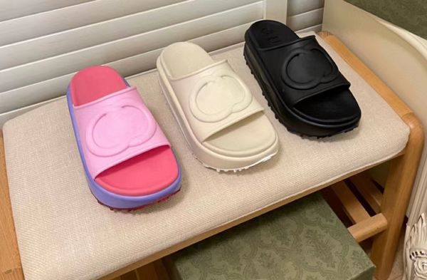 

platform platform slippers flip-flops women wear sandals 2023 new summer flat increase sandals beach shoe tide, Black