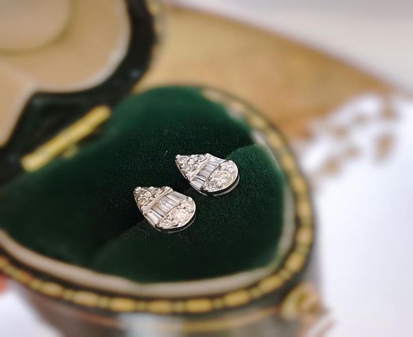

22091905 diamond earrings ear studs 02ct water drops square au750 white gold women039s jewelry classic must have daily el4472241, Golden;silver