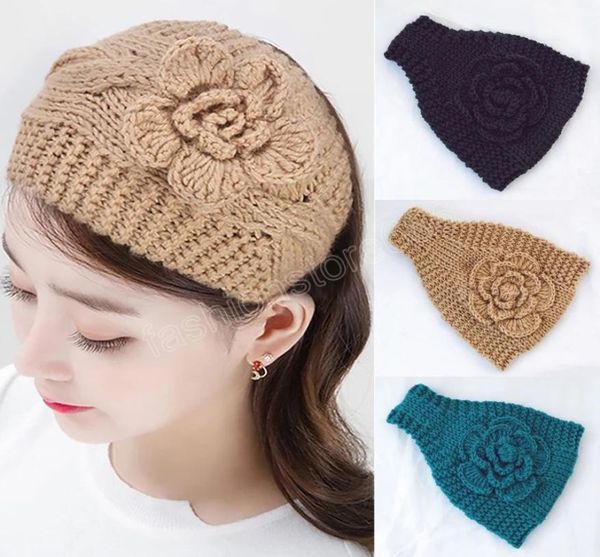 

new fashion women cap hat floral headband winter warm turban knitted hairband elastic crochet flower headwrap hair accessories5625424, Silver