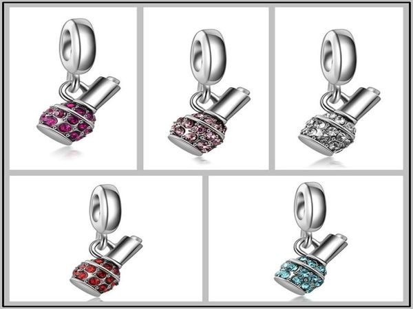 

fit charm bracelet european silver charms beads nail polish bottle pendant diy chain for women bangle necklace jewelry4449303, Black