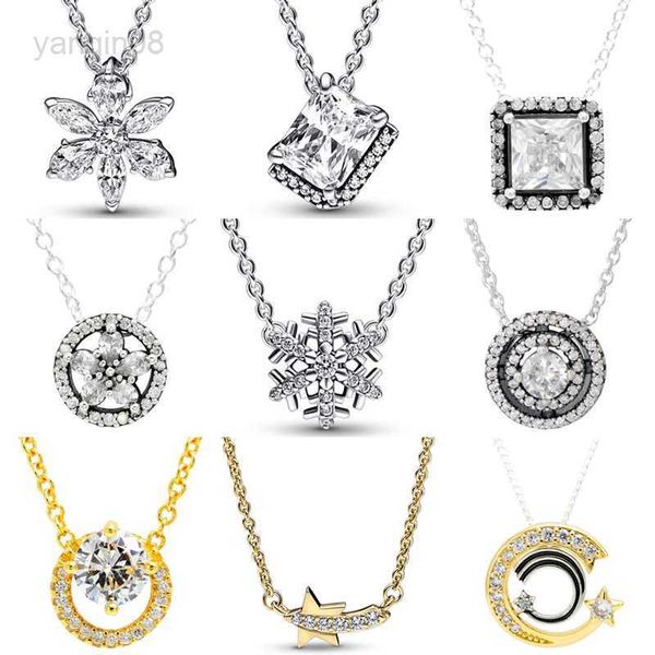 

pendant necklaces sparkling snowflake herbarium cluster rectangular halo collier necklace for fashion 925 sterling silver bead charm diy jew