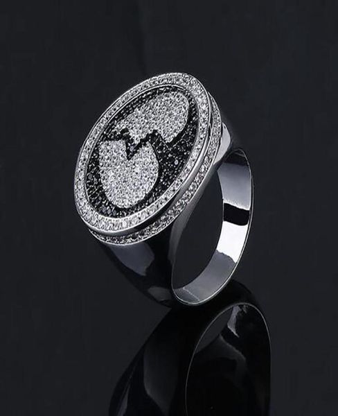 

mens broken heart ring silver black two tone cubic zirconia micro pave diamonds hip hop ring with gift box size7113529596, Golden;silver