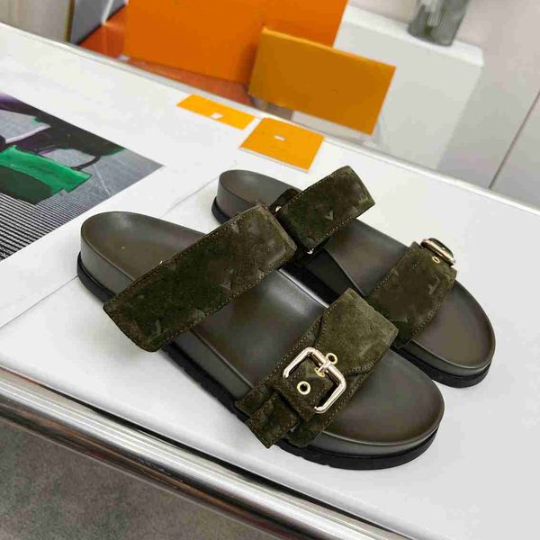 

designer luis sandals leather slippers women men fashion vuttonity slide classic flip-flops summer fgdbc, Black