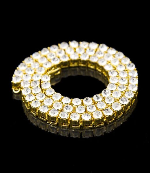 

mens gold silver iced out crystal 1 row tennis chain hiphop bling steampunk necklace for men women5333262, Black