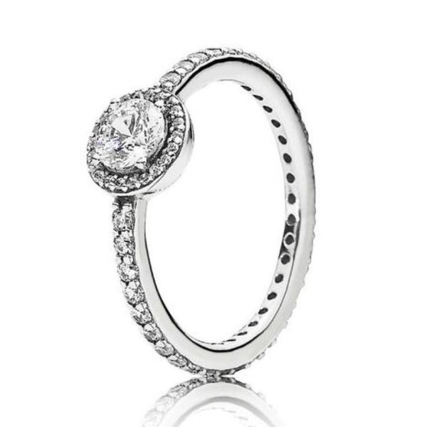 

original 925 sterling silver ring pave classic elegance with crystal rings for pandora women wedding party gift fashion jewelry6326041, Slivery;golden