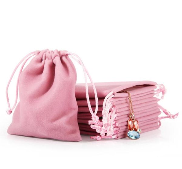 

new velvet jewelry drawstring cord gift bags pink ice gray dust proof cosmetic storage crafts packaging pouches for boutique retai2182195, Pink;blue