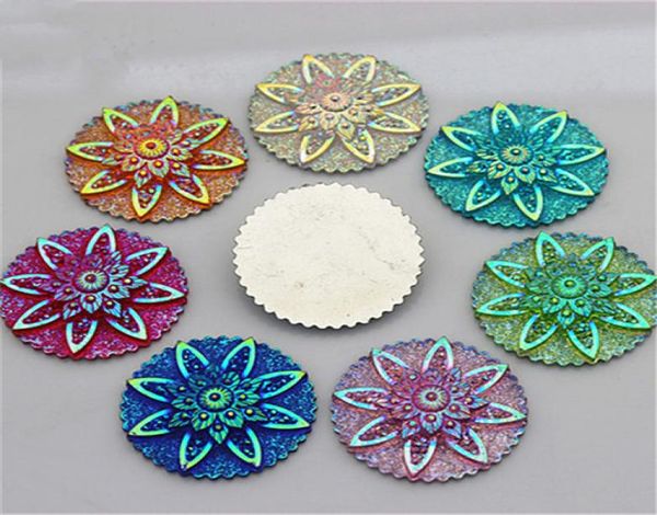 

30pcs 30mm ab color resin rhinestones round flowers flatback beads resin crystal stones cabochon buttons zz5288820573, Black
