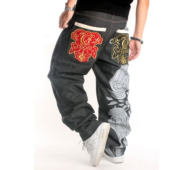 

men039s hip hop embroidery baggy jeans denim loose trousers skateboard4954836, Blue