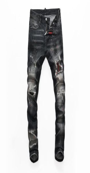 

men039s jeans european style italy brand men jean pant slim biker denim trouser rivet leather stitching hole pants for menmen2373284, Blue